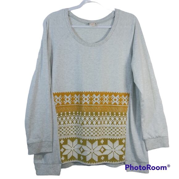 Sundance Gray Lagenlook Sweatshirt With Embroidery Snowflakes Size L - Picture 1 of 4
